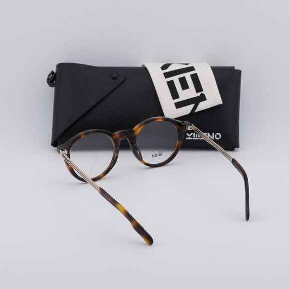 Kenzo Kenzo KZ50015U 052 Eyeglasses Havana/Gold 48mm Round Frame Size ONE SIZE - 8 Thumbnail