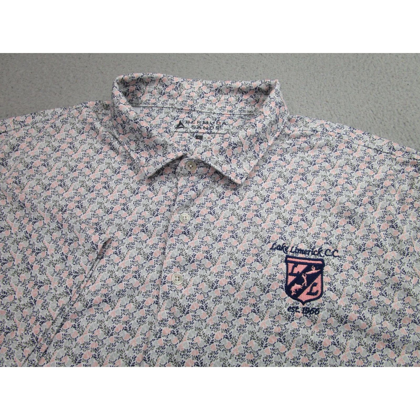Vintage Bermuda Sands Polo Shirt Men XL Pink Floral Embroidered Golf Lake Limerick CC Size US XL / EU 56 / 4 - 3 Thumbnail