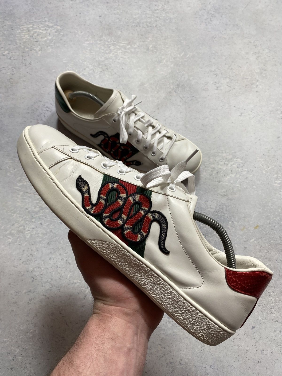 Gucci Gucci Ace Snake White Leather Shoes Trainers UK11 US11.5 Size US 11.5 / EU 44-45 - 15 Thumbnail