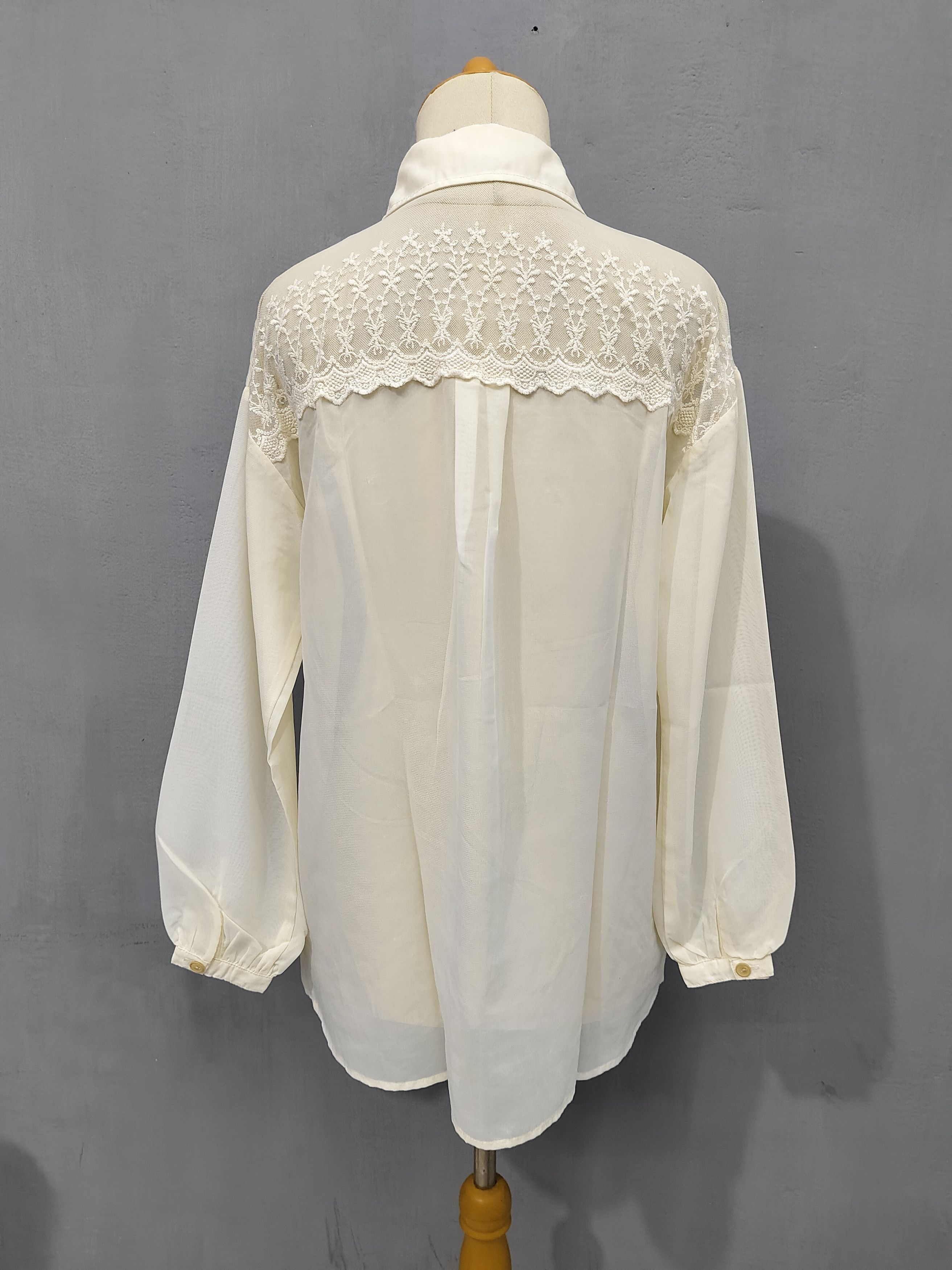 LIZ LISA 2000s Liz Lisa- Y2K Sheer Chiffon Lace Panel Floral Blouse Size M / US 6-8 / IT 42-44 - 3 Thumbnail