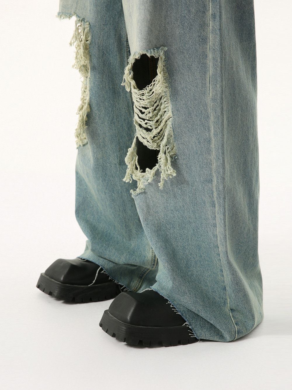 Vintage Men's Retro Punk Distressed Straight Leg Ripped Jeans Size US 32 / EU 48 - 5 Thumbnail