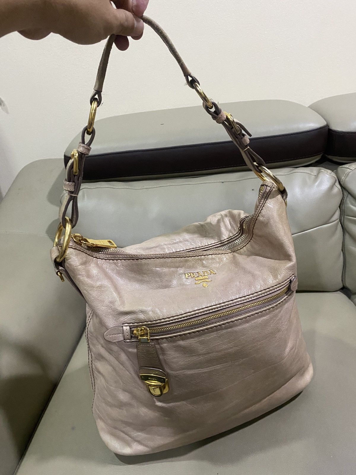 Prada Authentic Prada Saffiano Leather Shoulder Hobo Bag Size ONE SIZE - 1 Thumbnail