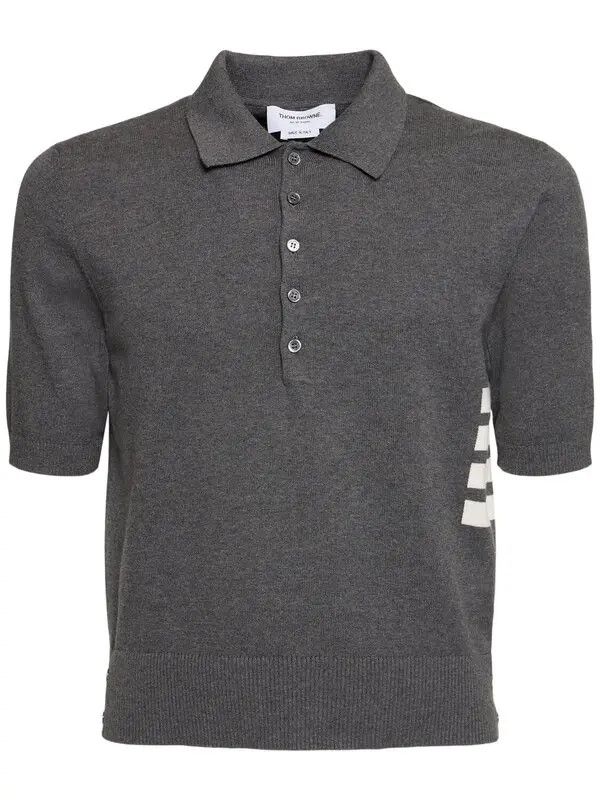 Thom Browne o1s22i1n1124 4-Bar knit Polo Shirt in Grey Size US M / EU 48-50 / 2 - 1 Thumbnail