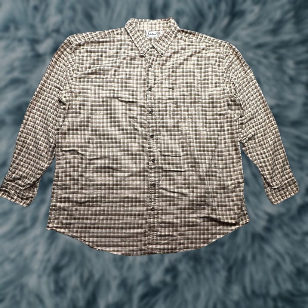 Vintage VINTAGE LL Bean Plaid Button Up Pocket Shirt Mens 2XLT Long Sleeve Green Brown Size US XXL / EU 58 / 5 - 1 Thumbnail