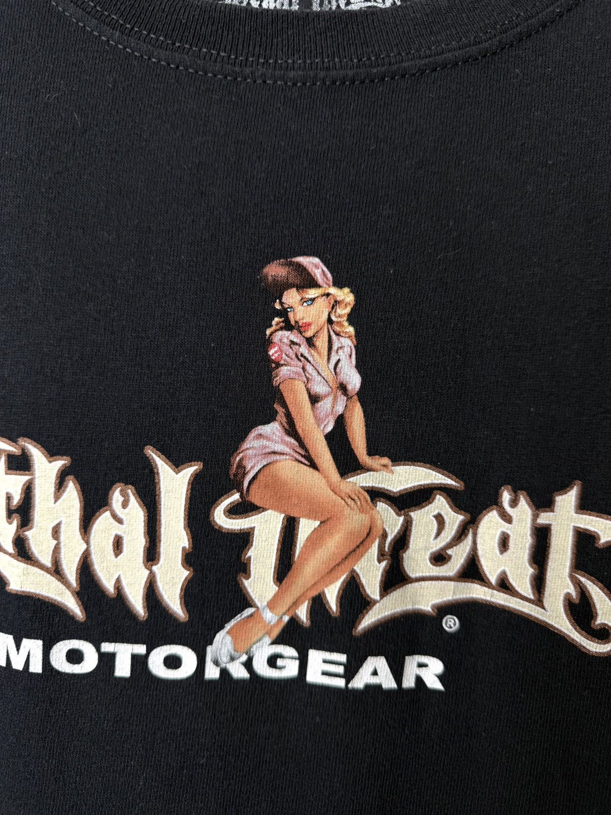 Harley Davidson Vintage Sexy Girl Lethal Threat Motor Racing T Shirt Size US XXL / EU 58 / 5 - 4 Thumbnail