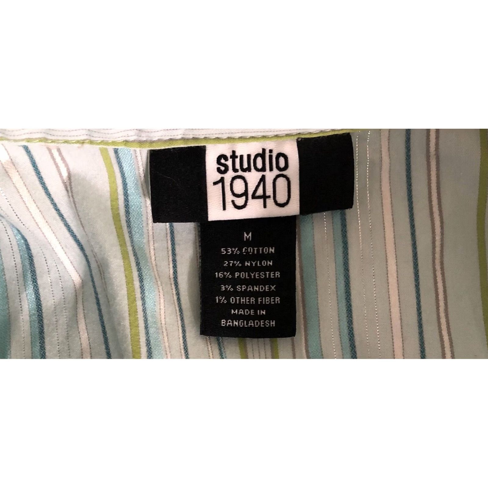 Vintage VINTAGE Studio 1940 Top M Green stripe Button Up 3/4 Sleeves Office Y2K Capsule Size M / US 6-8 / IT 42-44 - 4 Thumbnail
