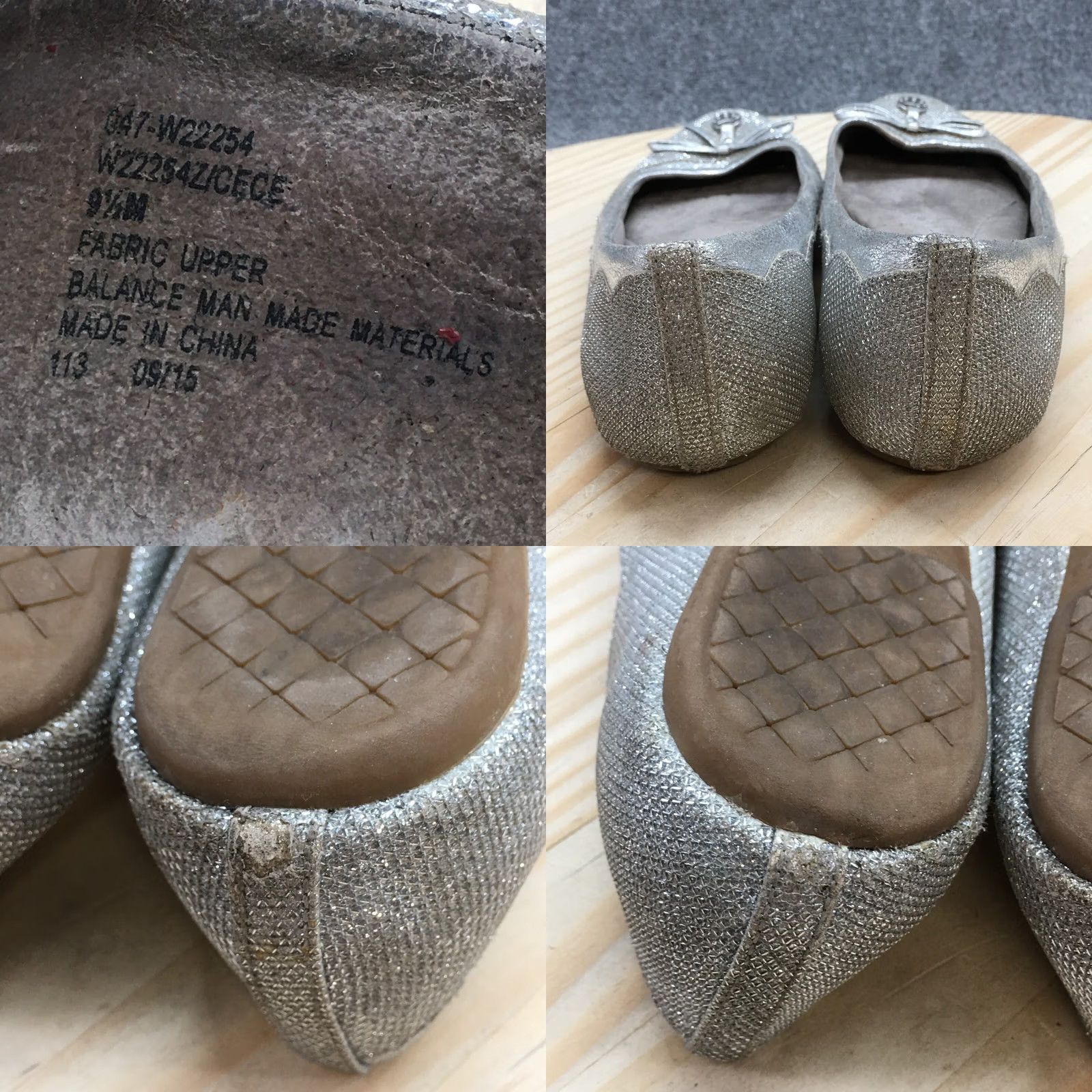 Vintage White Mountain Shoes Womens Cece Ballet Flats Silver Fabric Casual Low Top 9.5 M/US Size L / US 10 / IT 46 - 9 Thumbnail