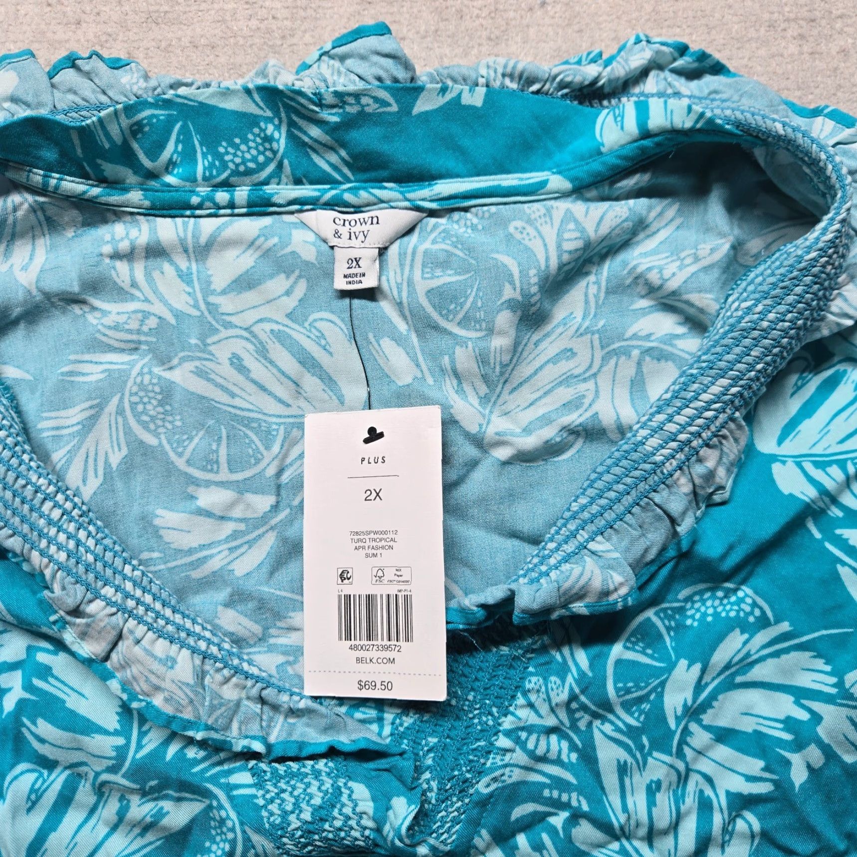Vintage CROWN & IVY Floral Print Blue Sleeveless Shoulder Shirt Adult Women Plus Size 2X Size XXL / US 16-18 / IT 52-54 - 2 Thumbnail
