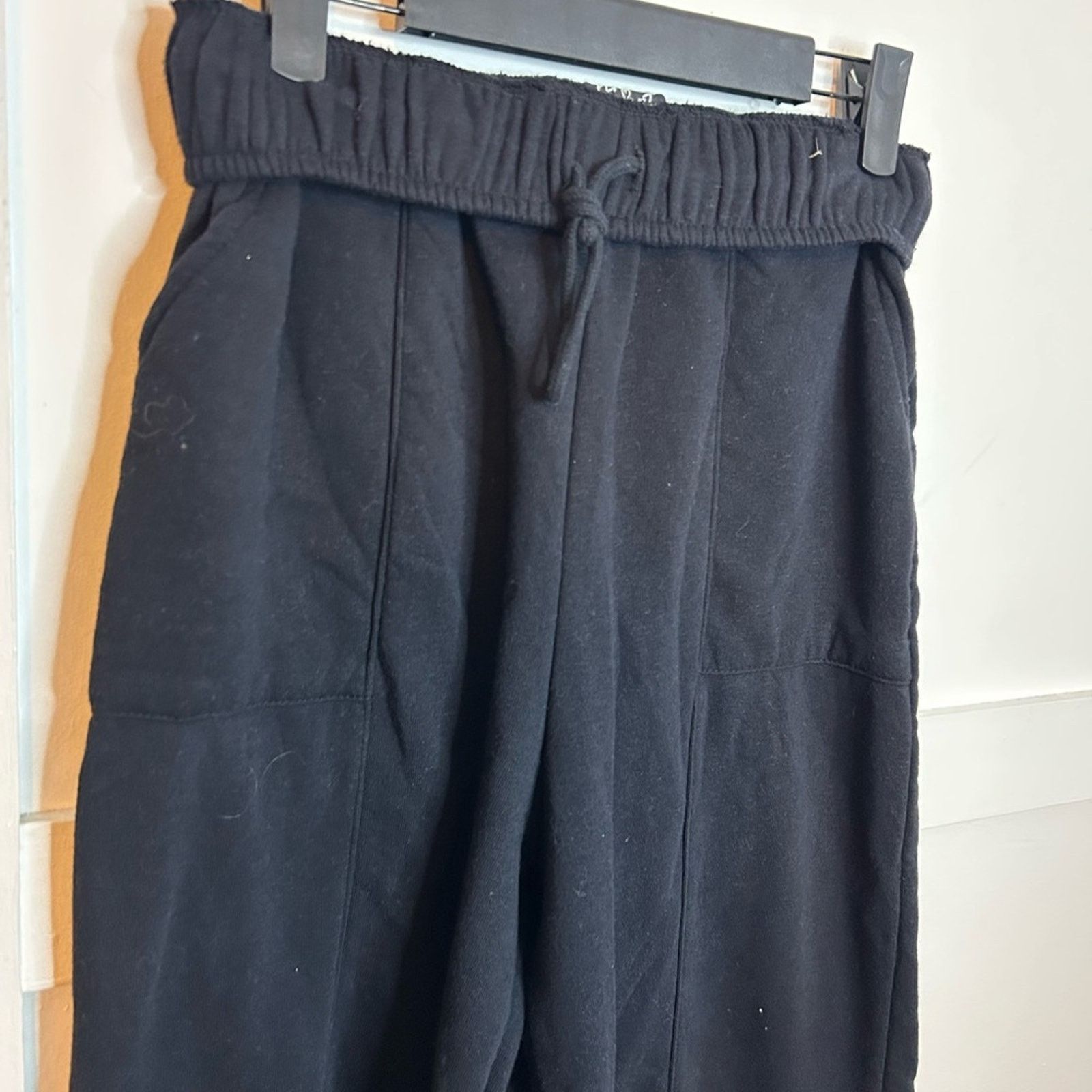 Other Planet Heart Black Foldover Wide Leg Sweatpants Size 30" / US 8 / IT 44 - 5 Thumbnail