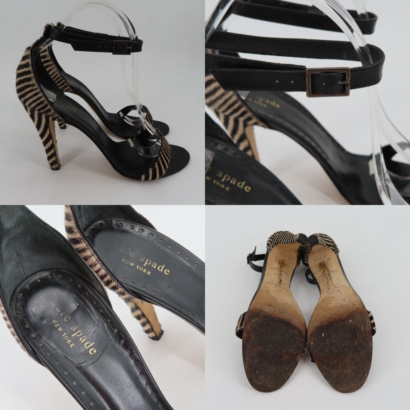 Vintage Kate Spade New York Womens 10 Zebra Print Animal Hair Open Toe High Heels Size US 10 / IT 40 - 8 Thumbnail