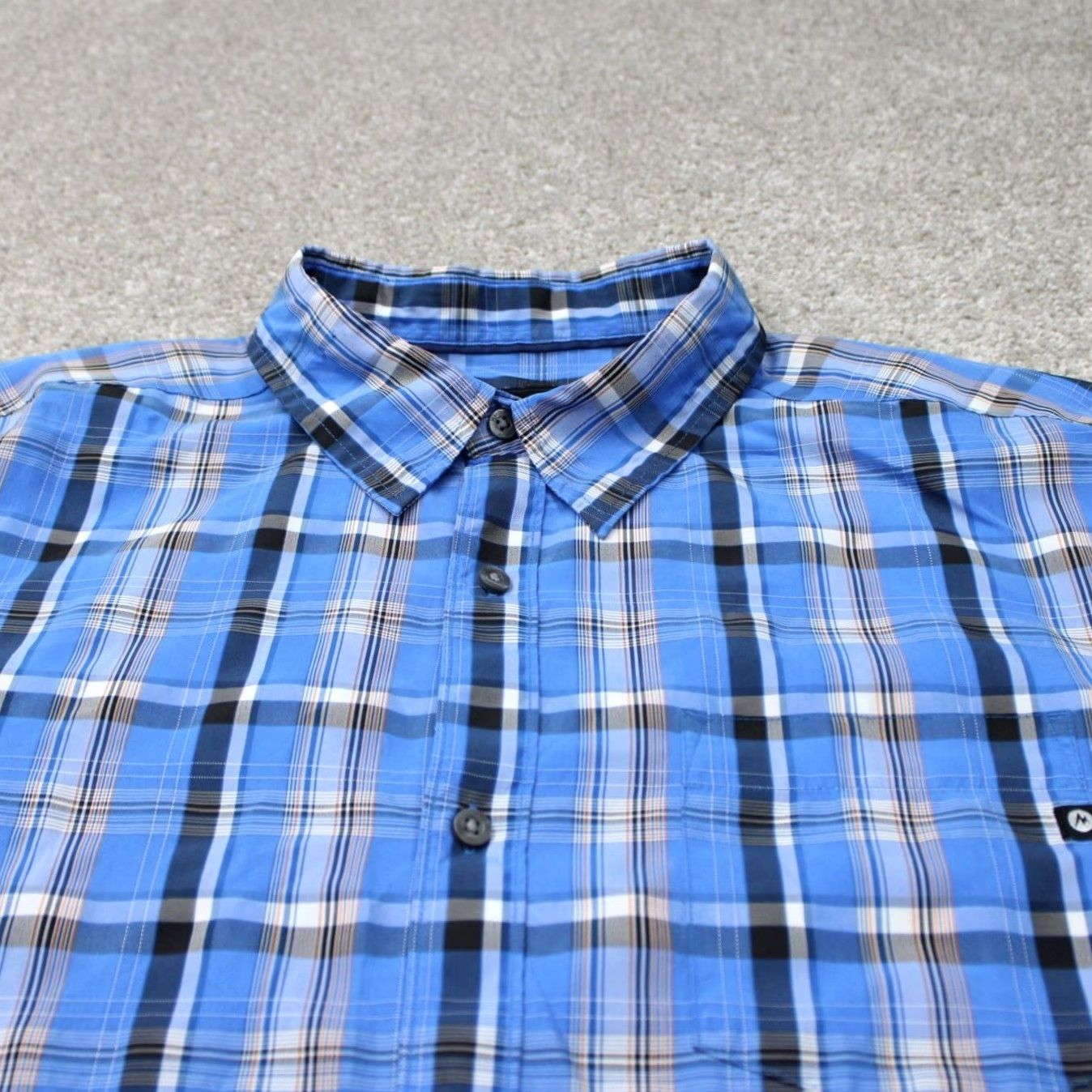 Marmot Marmot Shirt Mens XL Blue Plaid Polynosic Rayon/Polyester Short Sleeve Button Up Size US XL / EU 56 / 4 - 4 Thumbnail