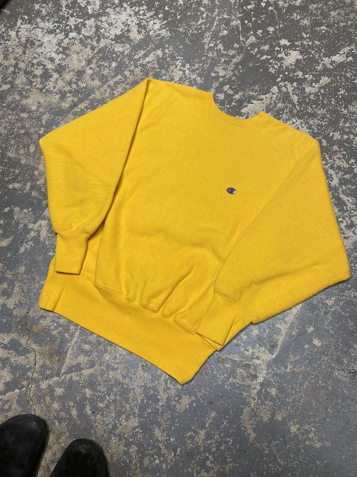 Champion × Vintage Vintage Champion Reverse Weave Yellow 90s Sweatshirt Size US M / EU 48-50 / 2 - 2 Thumbnail