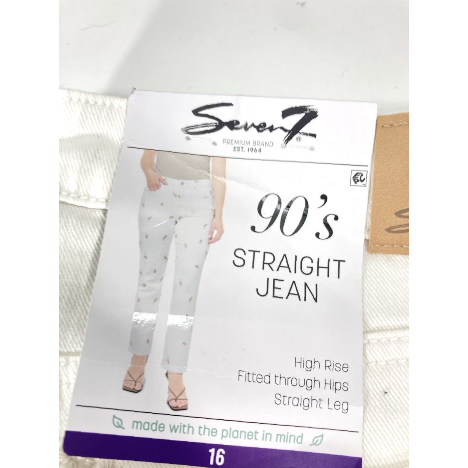 Vintage VINTAGE Seven7 90s Straight Jeans Women Size 16 38X31 White Denim Floral Stretch NWT Size 38" / US 16 / IT 52 - 6 Thumbnail