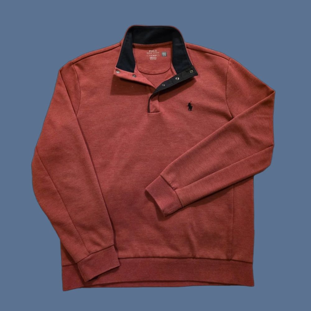 Polo Ralph Lauren Polo Ralph Lauren Sweater Men's Large Heather Red Mockneck Double Knit 1/4 Snap Size US L / EU 52-54 / 3 - 1 Thumbnail