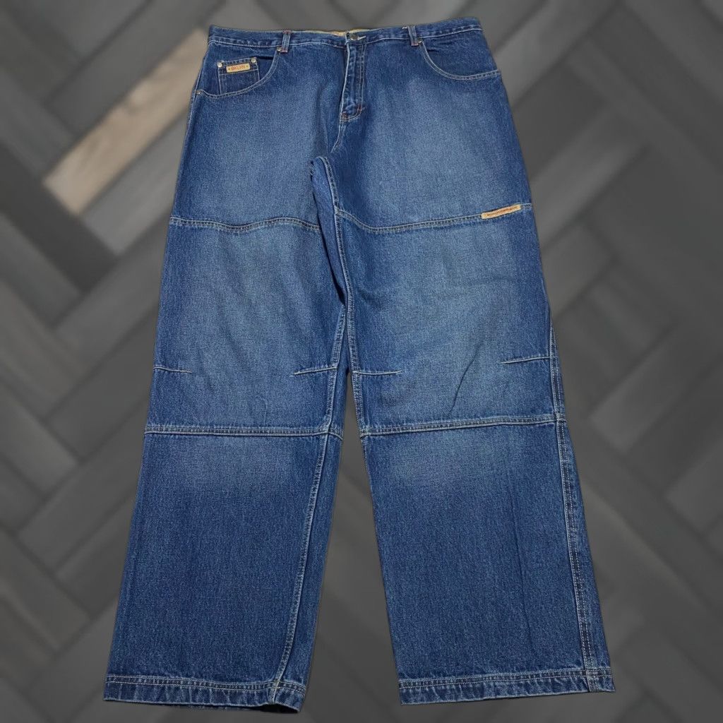 VINTAGE Brooklyn Xpress Jeans Men 40x34 Blue Wide Leg Carpenter Denim Y2K