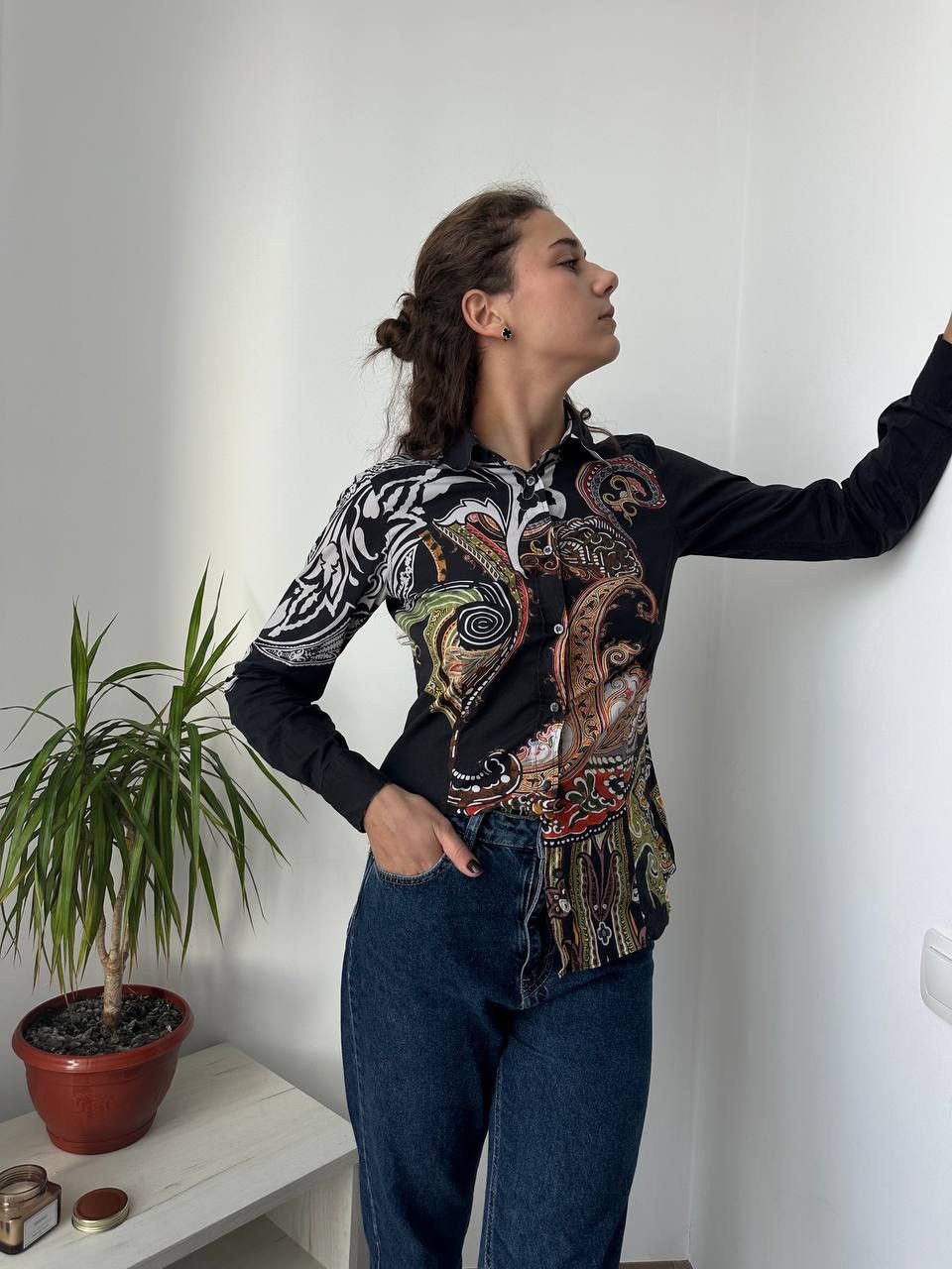 Etro × Vintage Vintage ETRO Womens Floral Black Patterned Shirt Size S / US 4 / IT 40 - 18 Thumbnail