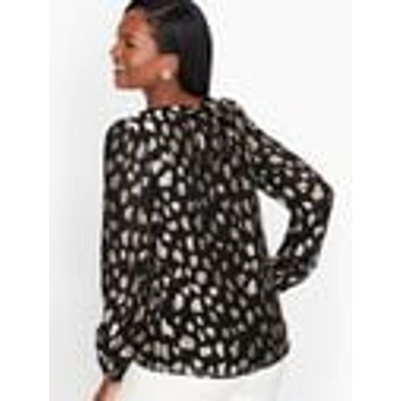 Other Talbots | Black & Silver, Clip Dot, Tie Back Blouse | Pet XL Size XL / US 12-14 / IT 48-50 - 2 Thumbnail