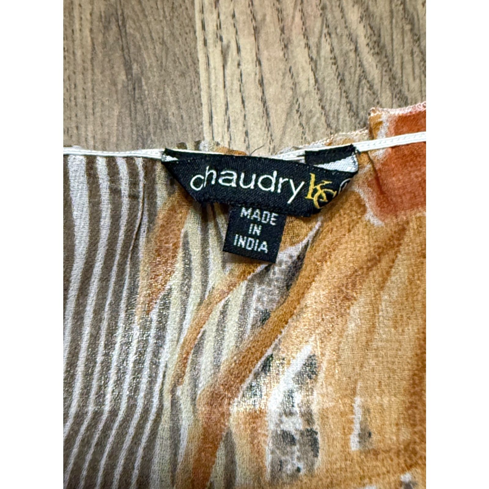 Vintage Chaudry KC Blouse Women L Orange Brown White V-neck Beads Cap Sleeve Casual Modern Cotton-Shirt Size L / US 10 / IT 46 - 5 Thumbnail