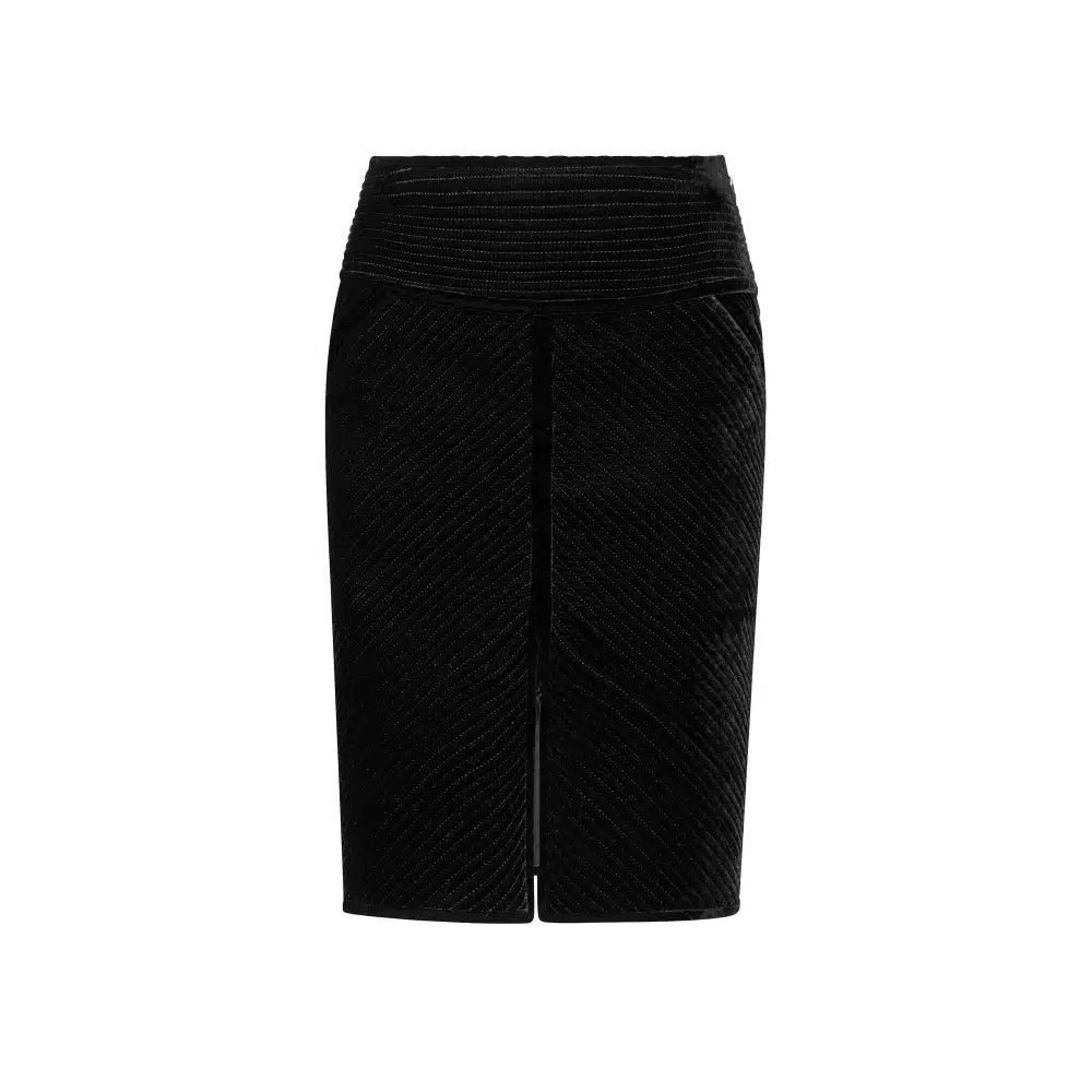 Tom Ford o1loc1c1024 GC5694 Pinstripe Quilted Velvet Skirt in Black Size 30" / US 8 / IT 44 - 1 Thumbnail
