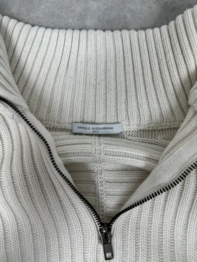 Daniele Alessandrini 2000S Daniele Alessandrini Multi-Zip Creamy White Wool Sweater Size US S / EU 44-46 / 1 - 7 Thumbnail