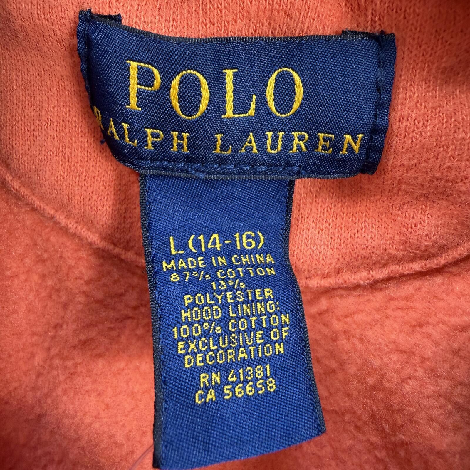 Polo Ralph Lauren Polo Ralph Lauren Orange Hoodie Youth L 14 16 Y2K Sweatshirt Size US L / EU 52-54 / 3 - 4 Thumbnail