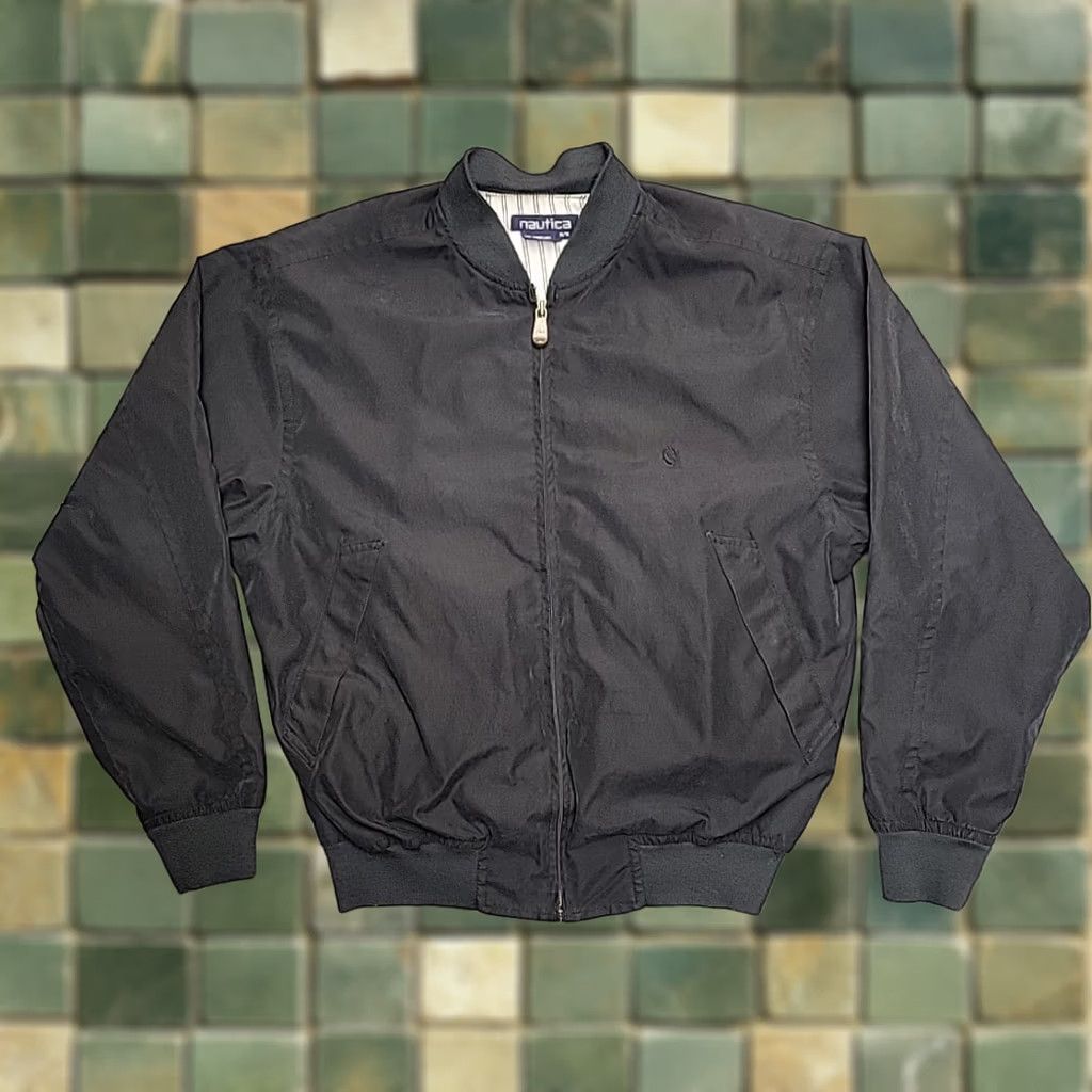 Nautica VINTAGE Nautica Bomber Jacket Men M Black Outdoor Rayon Lined Retro Classic Jacket Mens Hor? Size US M / EU 48-50 / 2 - 1 Thumbnail
