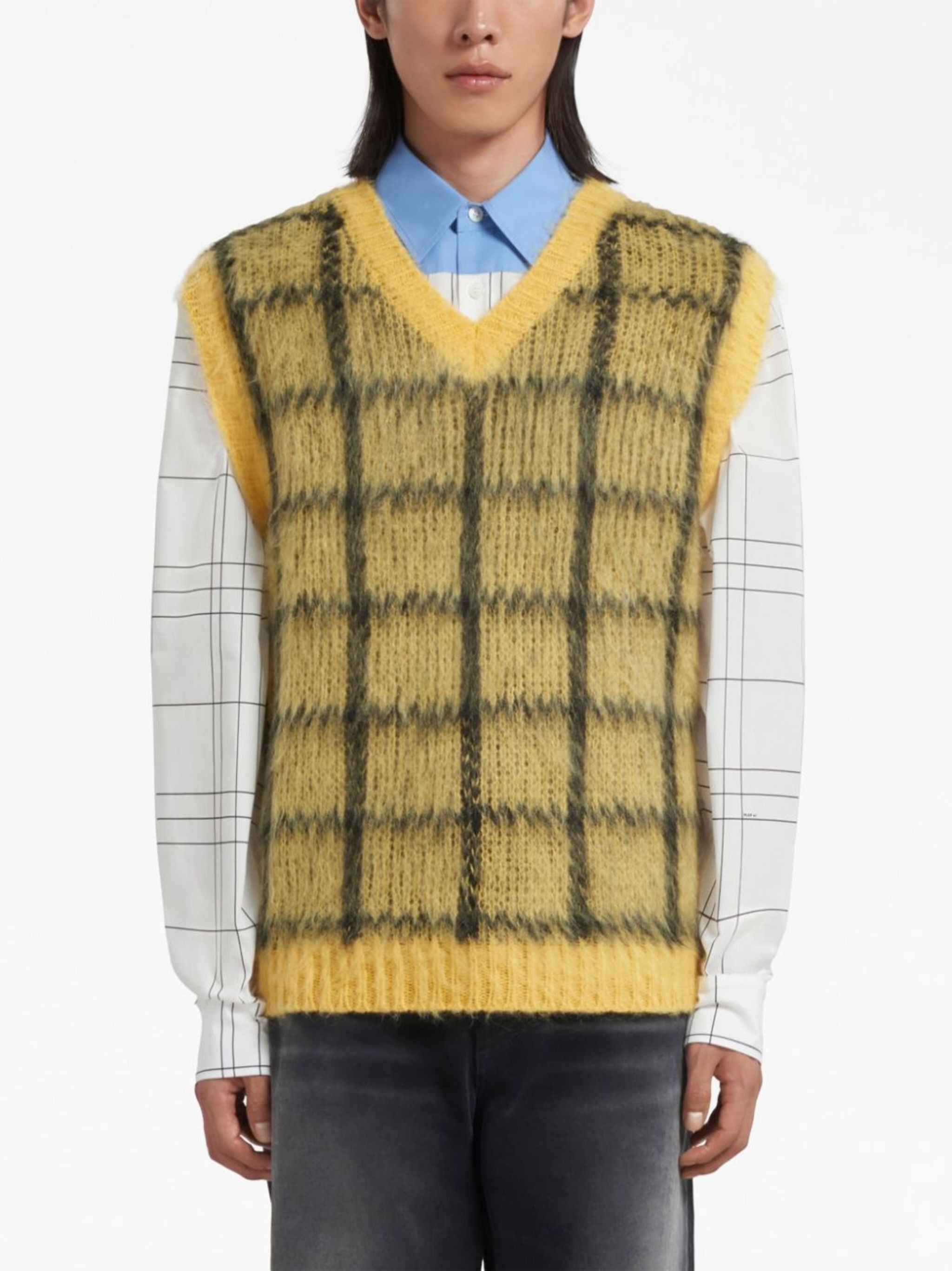 Marni o1w1db10824 Checked Vest in Yellow Black Size US M / EU 48-50 / 2 - 2 Thumbnail