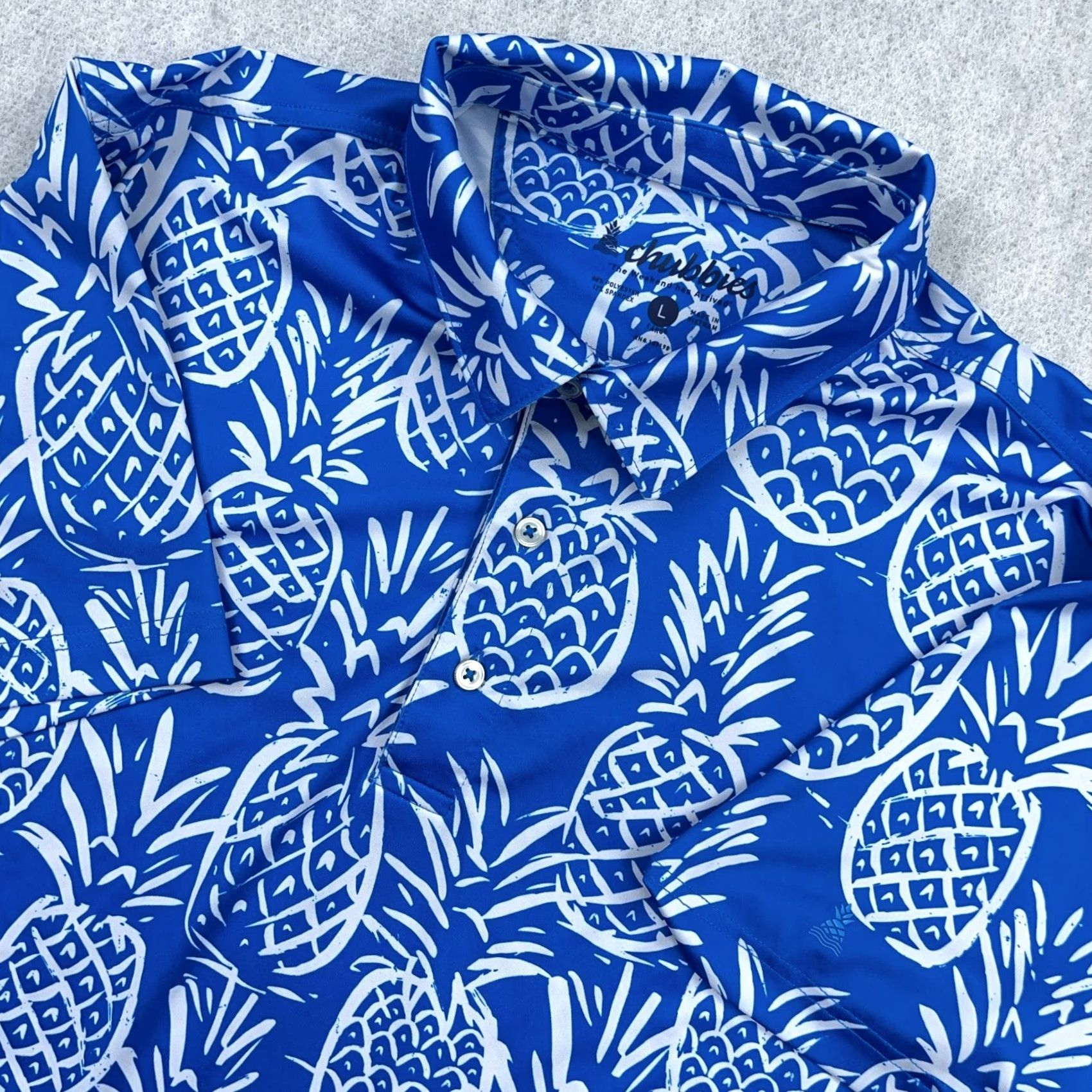 Chubbies Chubbies Polo Shirt Men L Blue Pineapple Print Performance Golf Wicking Casual Short Sleeve Vintage: No (adjusted per rules) Size US L / EU 52-54 / 3 - 2 Thumbnail