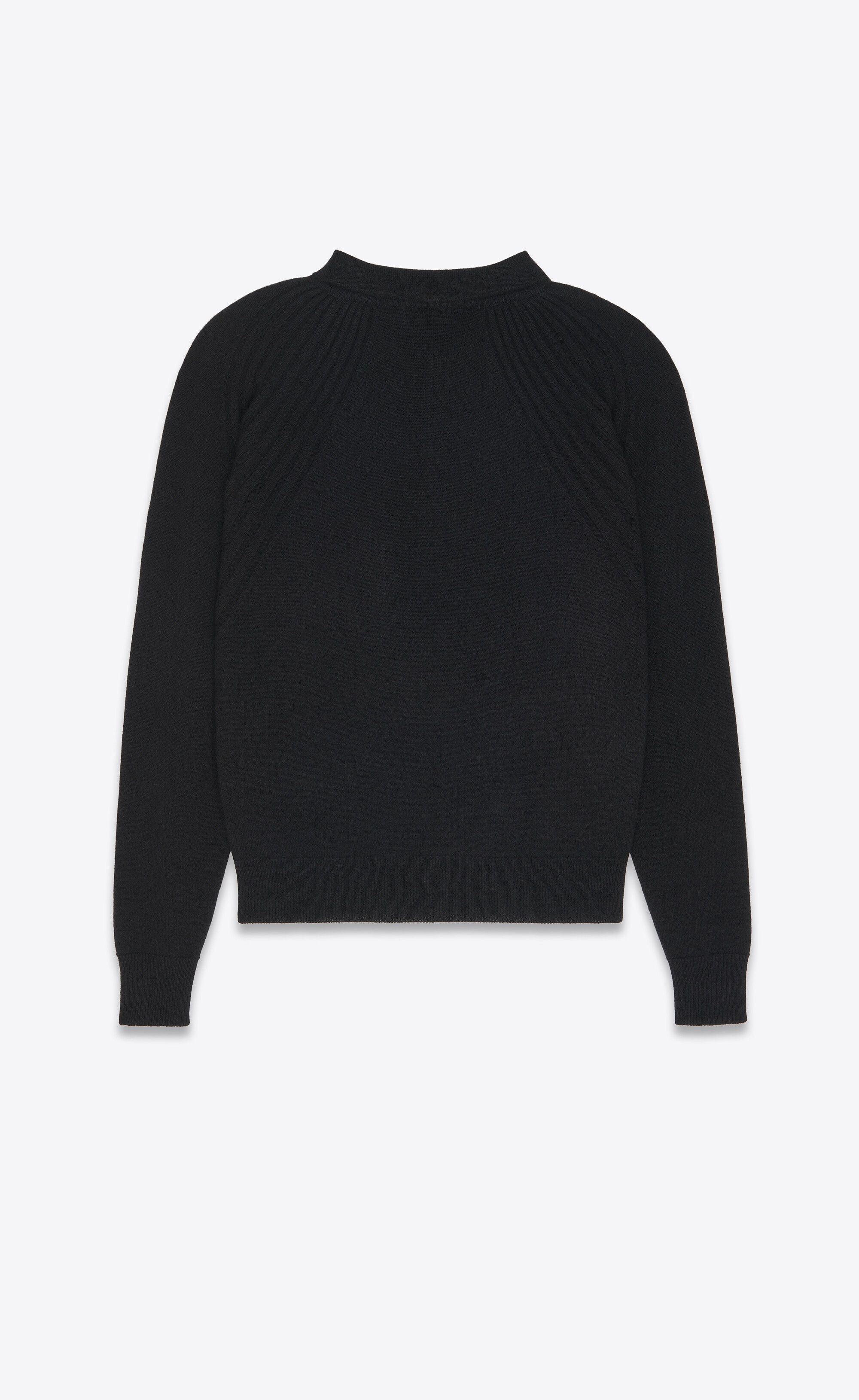 Saint Laurent Paris oc11z1025 Long-Sleeve Polo Shirt in Cashmere in Black Size US XXL / EU 58 / 5 - 3 Thumbnail