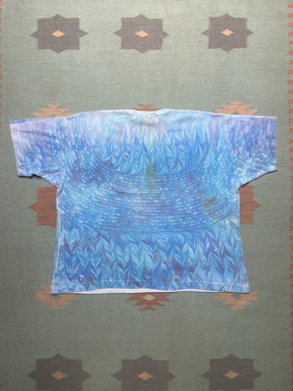 Vintage 90s t shirt peacock marble swirl print psychedelic medium Size US M / EU 48-50 / 2 - 6 Thumbnail
