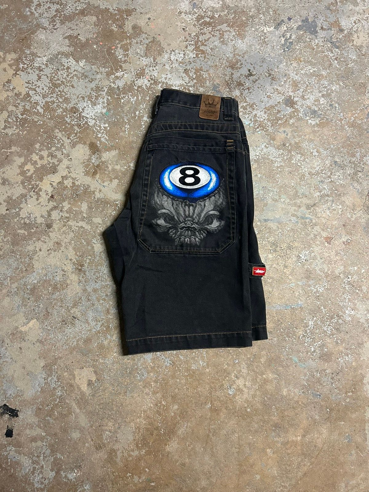 Pre-owned Jnco X Vintage Jnco Jeans Eight Ball Skull Jean Shorts In Black