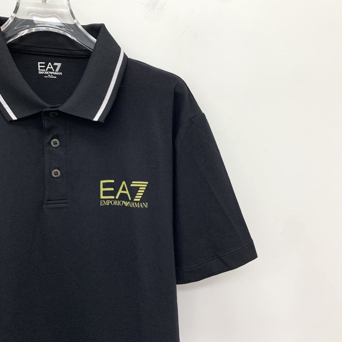 Armani Armani Black Logo Print Cotton Short Sleeve Polo Shirt K26WX Size US XL / EU 56 / 4 - 3 Thumbnail