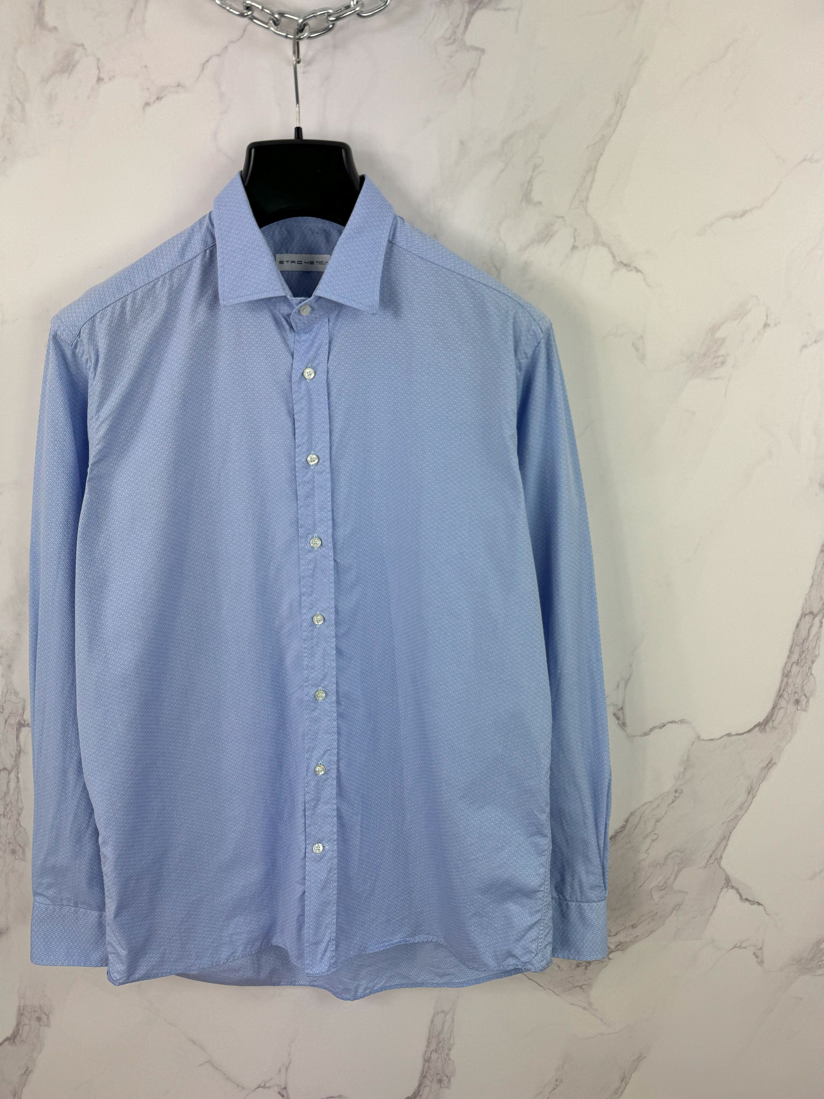 Etro Etro Pattern Clasic Blue Shirt Made In Italy Size 42 Size US L / EU 52-54 / 3 - 2 Thumbnail