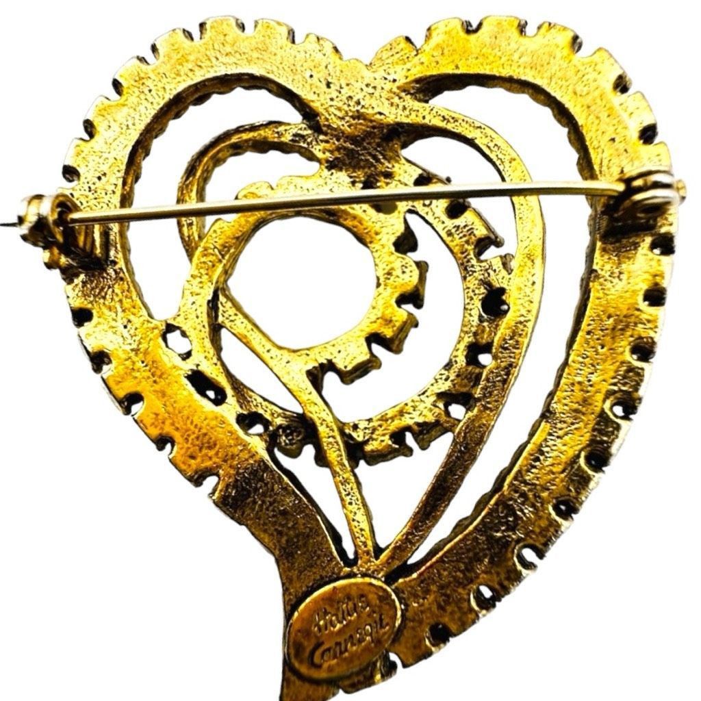 Other HATTIE CARNEGIE Signed Vintage Heart Gold-tone Clear Rhinest Size ONE SIZE - 5 Thumbnail