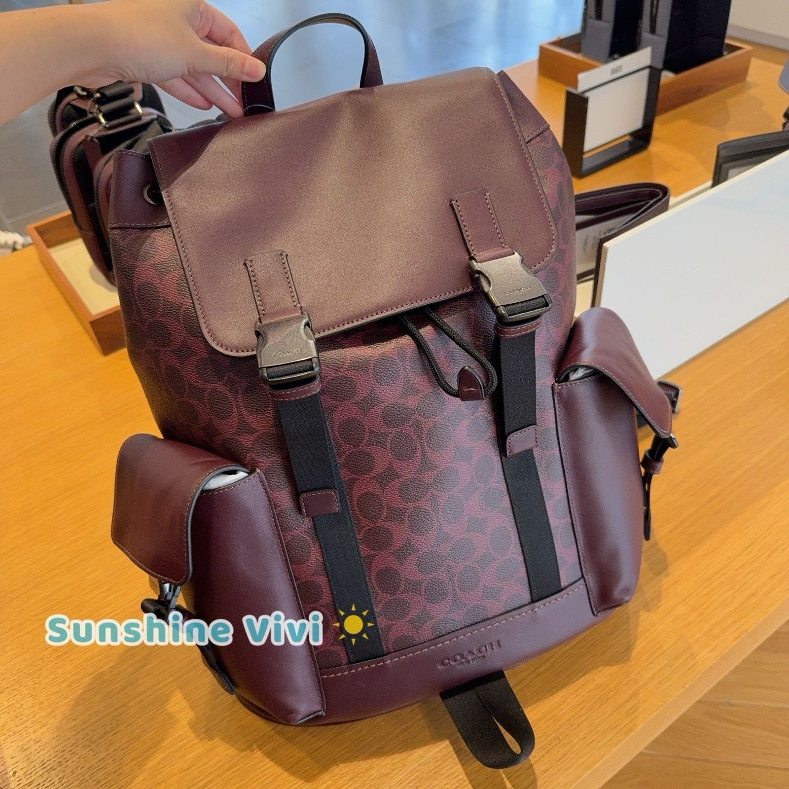 Coach NWT COACH MEN'S Clark Backpack Canvas CCF90 BLACK CURRANT Size ONE SIZE - 1 Thumbnail