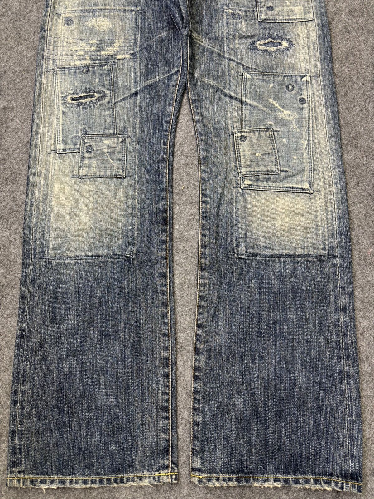 Japanese Brand 💥Insane Boro💥Archival Bartack Patchwork Denim F786 Size US 33 - 4 Thumbnail