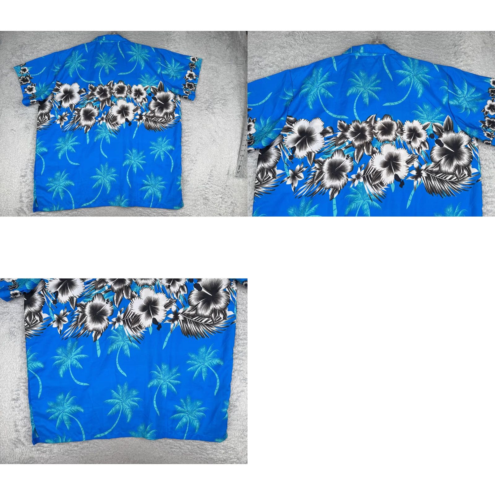 Vintage King Kameha Shirt Men 2XL Blue Floral Palm Tree Hawaiian Polyester Button Up Size US XXL / EU 58 / 5 - 9 Thumbnail