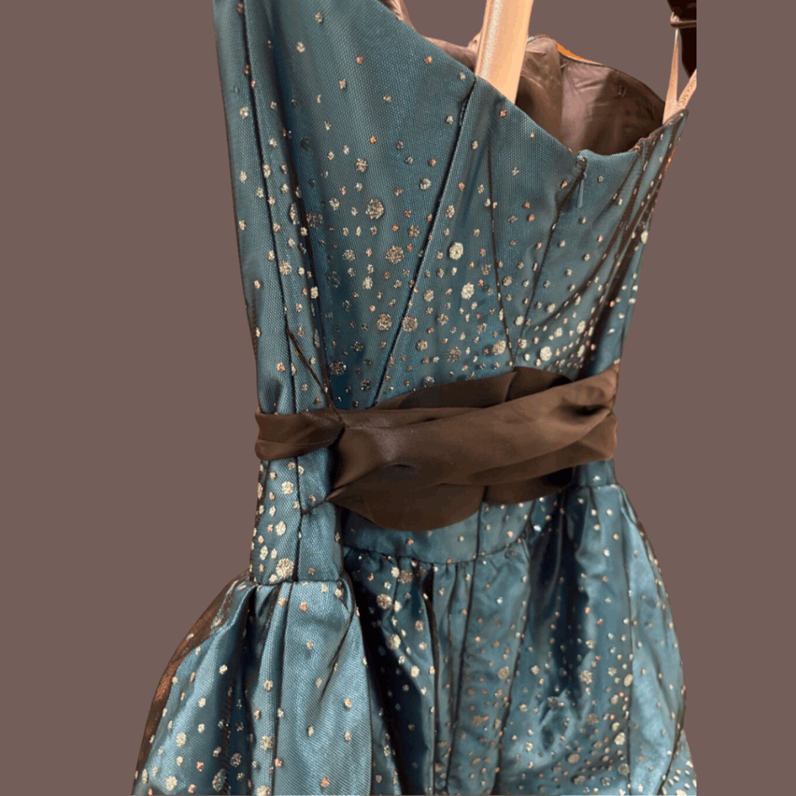 Jessica McClintock VTG Prom Dress | Gunne Sax Glitter Teal | Y2K Glamcore Size XS / US 0-2 / IT 36-38 - 5 Thumbnail