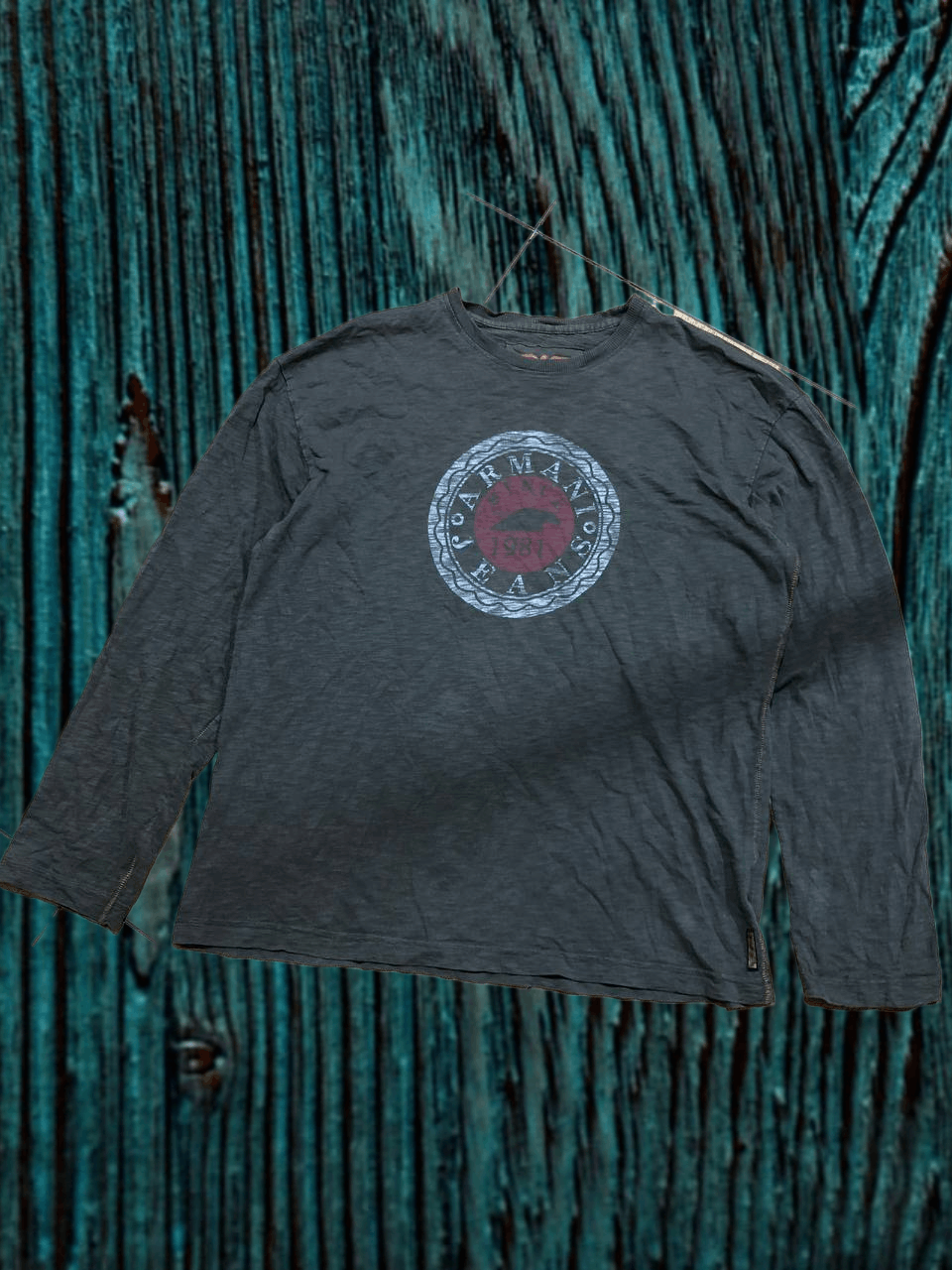 Armani Vintage ARMANI JEANS Shirt Adult Long Sleeve BIG CENTER LOGO Size US XL / EU 56 / 4 - 1 Thumbnail