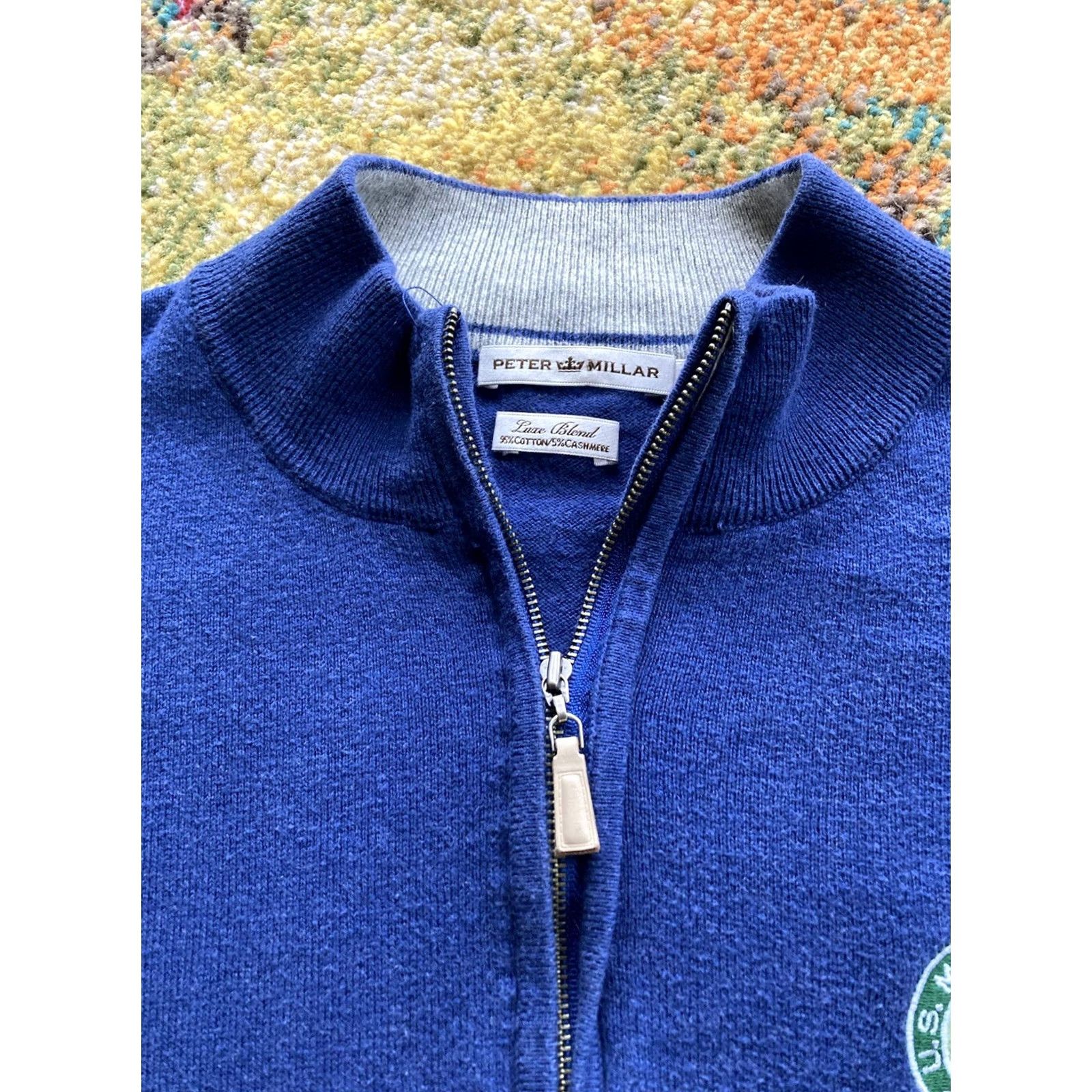 Peter Millar Peter Millar Golf Mens 1/4 Zip Sweater Vest XL Blue Cashmere Cotton Blend Size US XL / EU 56 / 4 - 4 Thumbnail