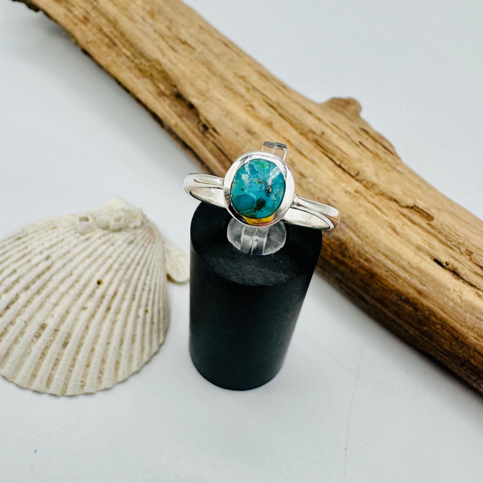 The Unbranded Brand Sterling Silver Genuine Turquoise Ring, Boho Ring Size ONE SIZE - 1 Thumbnail