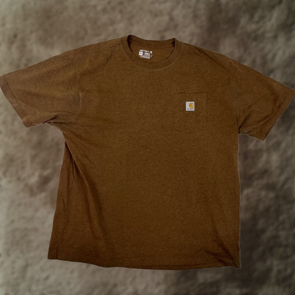 Carhartt Carhartt Shirt 2XL Brown Pocket T-Shirt Crew Neck Short Sleeve Men's K87 Vintage 90s Grunge Work Wear Size US XXL / EU 58 / 5 - 1 Thumbnail