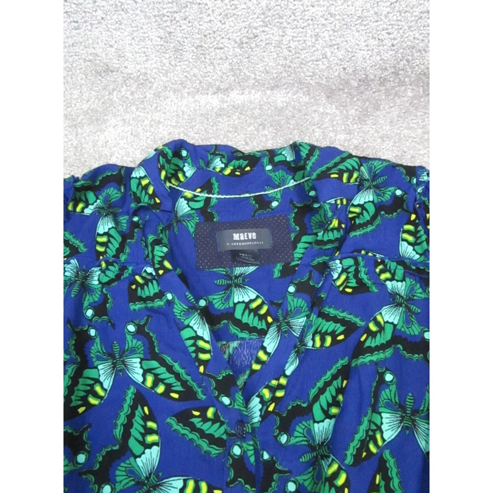 Vintage Maeve Dress Womens Small Blue Green Butterfly Wrap Blouson Size S / US 4 / IT 40 - 2 Thumbnail