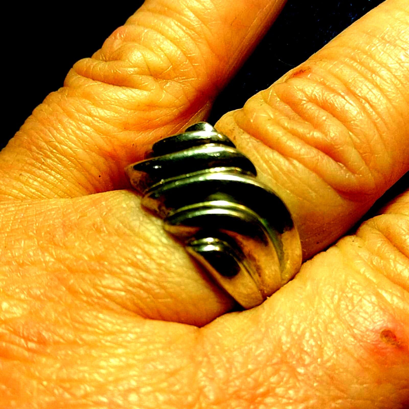 Vintage Sz. 8 Sterling Silver Wide Band Size ONE SIZE - 2 Thumbnail
