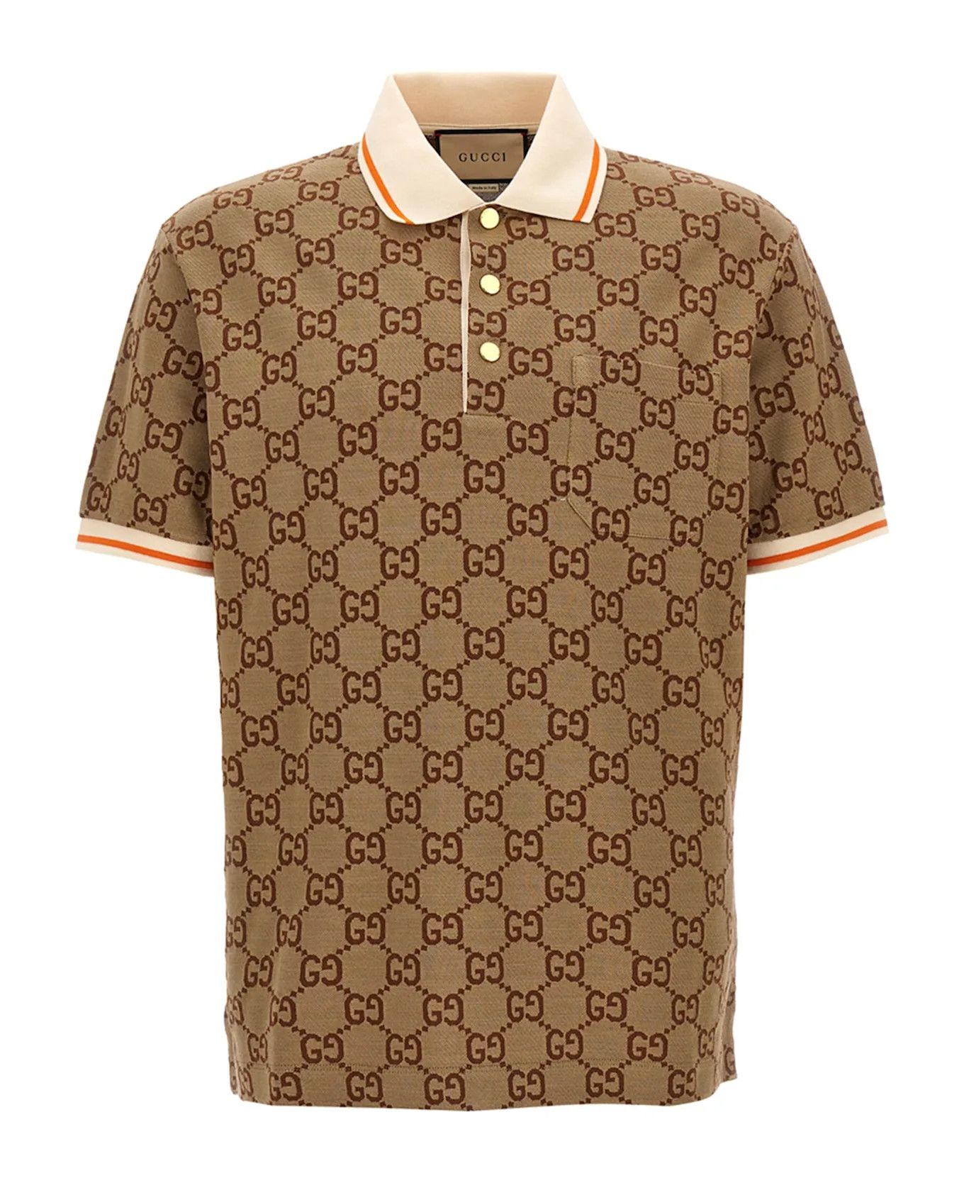 Gucci o1loc1c0226 742384 GG Cotton Silk Polo Shirt in Beige Size US XS / EU 42 / 0 - 1 Thumbnail
