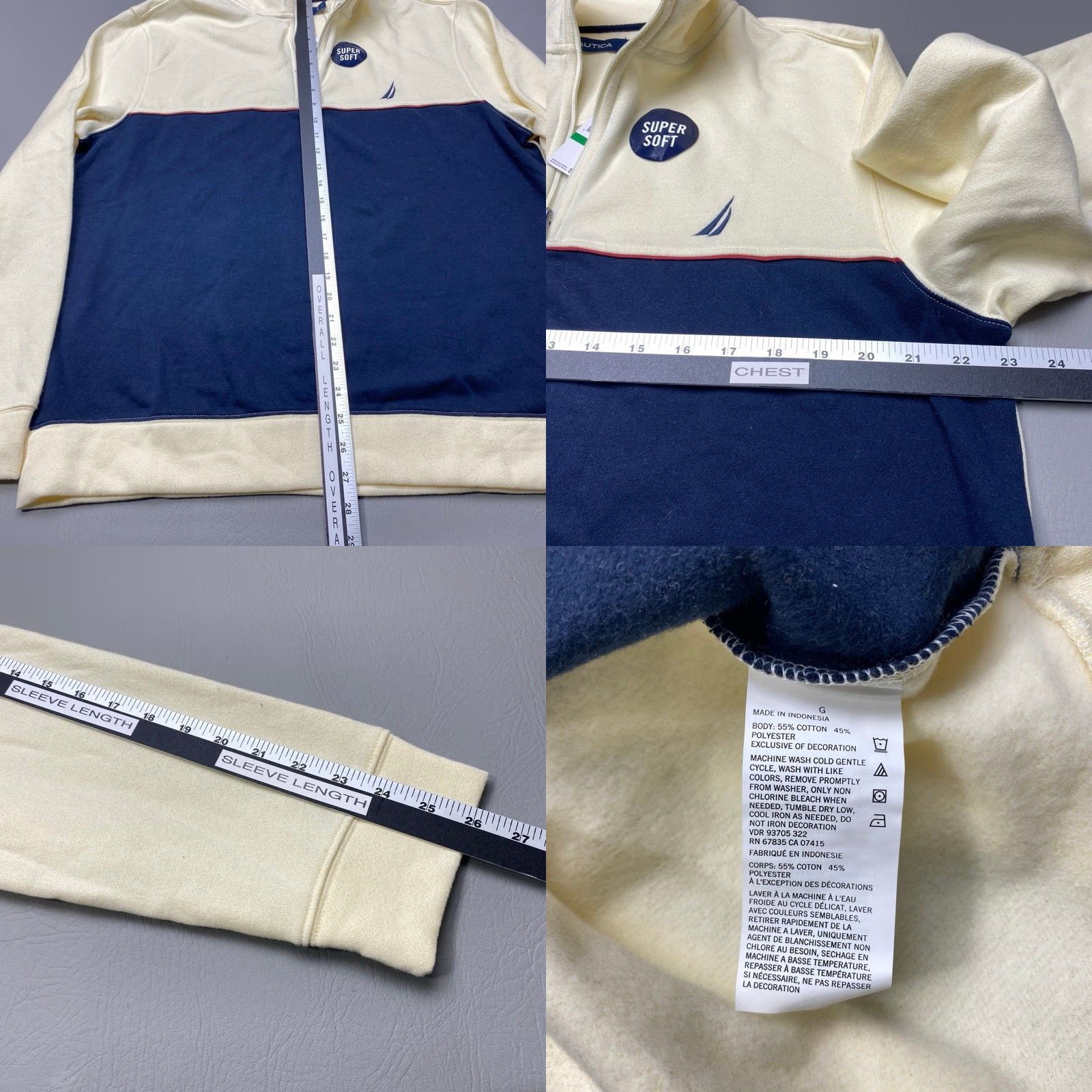 Nautica Nautica 1/4 Zip Sweater Pullover Mens L Blue Cream Stripe New NWT 8091 Size US L / EU 52-54 / 3 - 8 Thumbnail