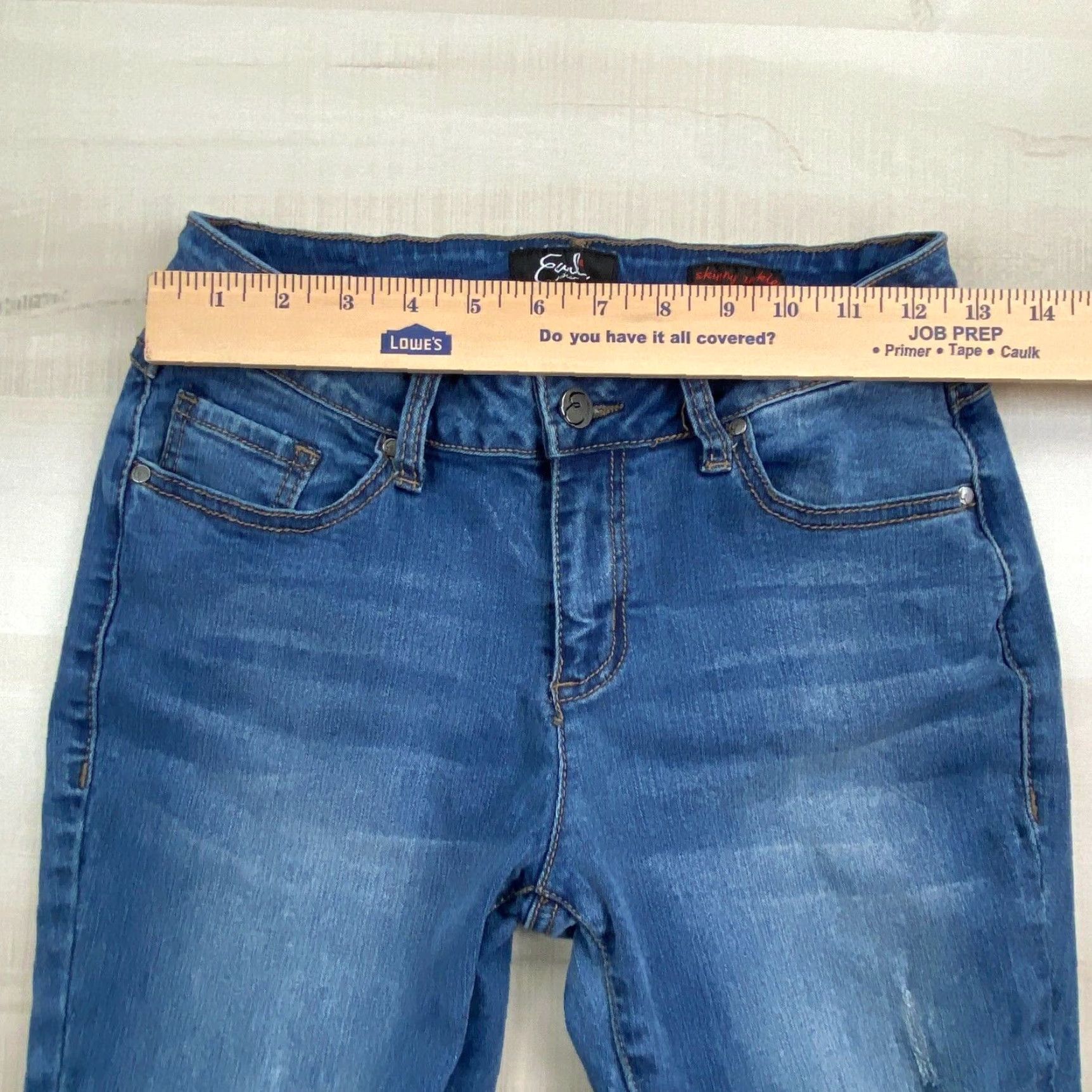 Vintage Earl Jean Womens Skinny Jeans Medium Wash Cropped Distressed Denim Size 28" / US 6 / IT 42 - 7 Thumbnail