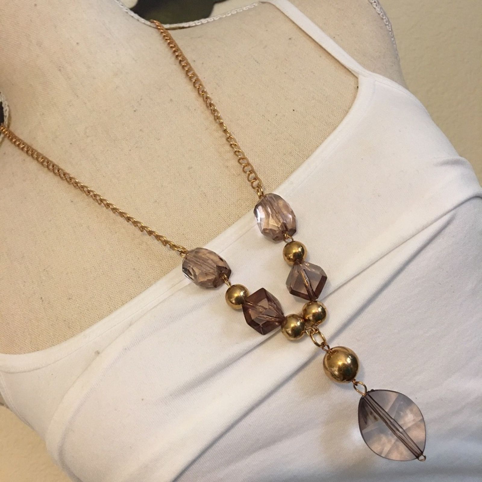Vintage Vintage 80s faceted bead gold tone chain necklace Size ONE SIZE - 1 Thumbnail