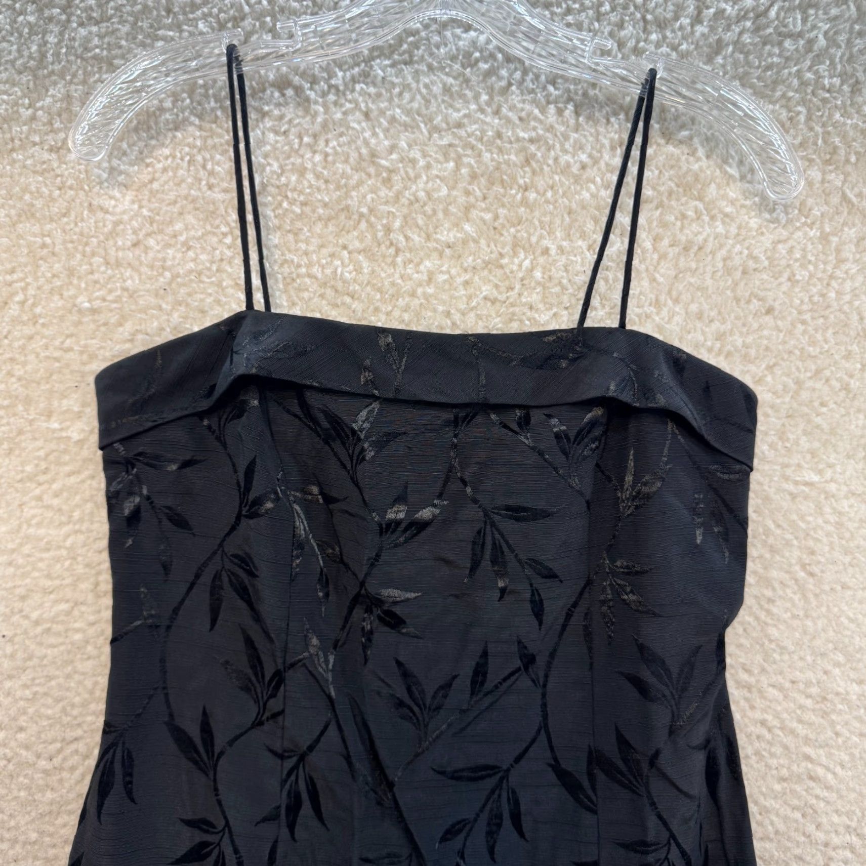 Vintage VINTAGE 90s Y2K Maxi Prom Dress Black Floral Square Neck Spaghetti Large L Women’s Size L / US 10 / IT 46 - 3 Thumbnail