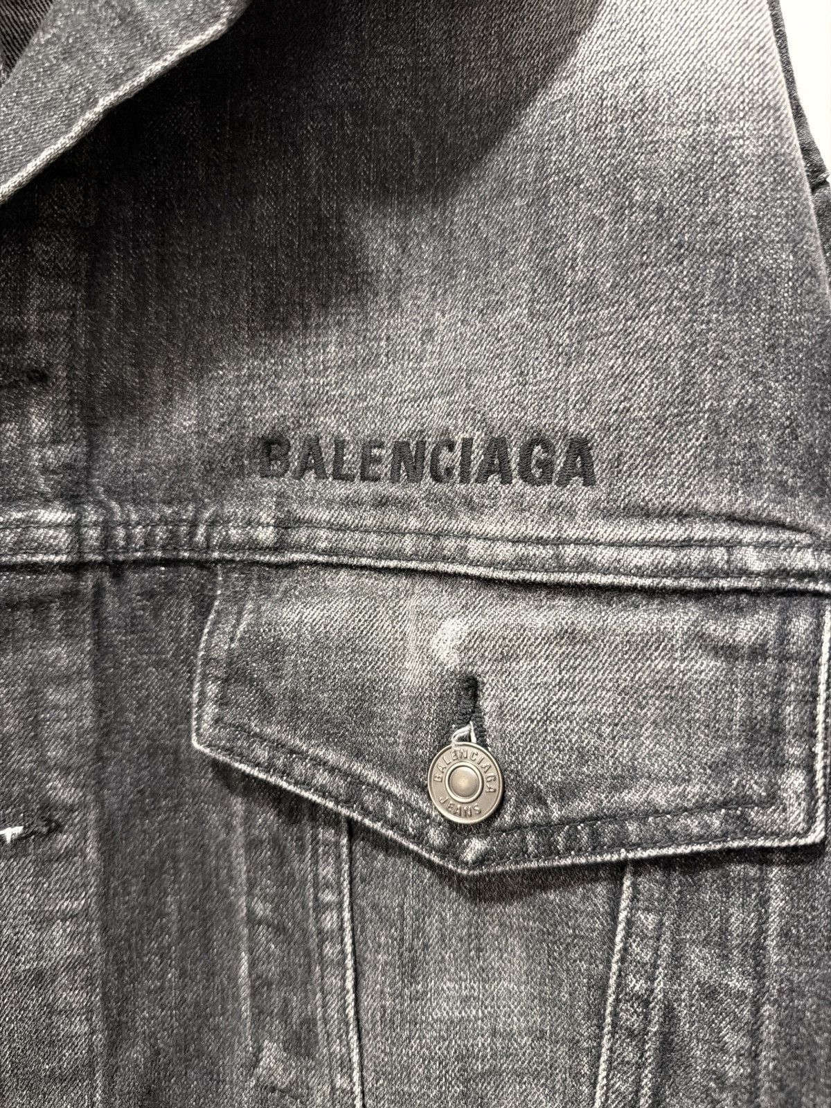 Balenciaga Balenciaga size 52 Smoke Grey Black Tie-Dye Denim Jacket Size US L / EU 52-54 / 3 - 5 Thumbnail